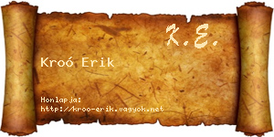 Kroó Erik névjegykártya